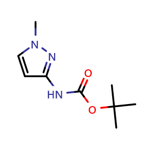 Chemical structure of tert-Butyl (1-methyl-1H-pyrazol-3-yl)carbamate , CAS 128883-86-3, AChemBlock AD275671