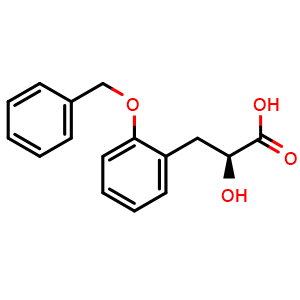 Chemical structure of (S)-3-(2-(Benzyloxy)phenyl)-2-hydroxypropanoic acid , CAS 2231304-67-7, AChemBlock AD275673
