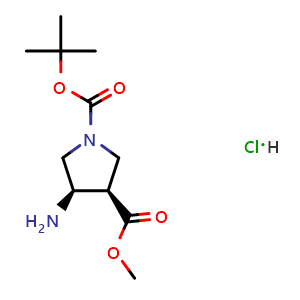Chemical structure of (3R,4R)-1-tert-Butyl 3-methyl 4-aminopyrrolidine-1,3-dicarboxylate hydrochloride , AChemBlock AD275684