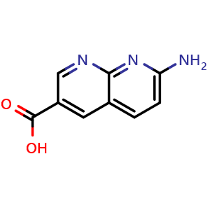 Chemical structure of 7-amino-1,8-naphthyridine-3-carboxylic acid , CAS 2580241-95-6, AChemBlock AD275691