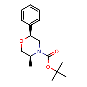 Chemical structure of (2S,5S)-tert-Butyl 5-methyl-2-phenylmorpholine-4-carboxylate , AChemBlock AD275704