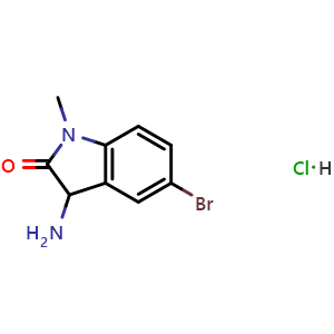 Chemical structure of 3-amino-5-bromo-1-methylindolin-2-one hydrochloride , CAS 1266685-37-3, AChemBlock AD275706