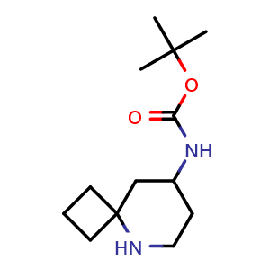 Chemical structure of tert-Butyl N-{5-azaspiro[3.5]nonan-8-yl}carbamate , CAS 1934568-59-8, AChemBlock AD275708