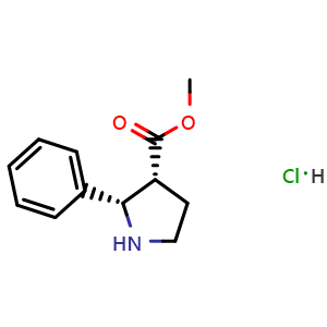 Chemical structure of cis-2-Phenyl-pyrrolidine-3-carboxylic acid methyl ester hydrochloride , AChemBlock AD275720