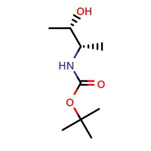 Chemical structure of (2S,3S)-tert-Butyl (3-hydroxybutan-2-yl)carbamate , CAS 157394-45-1, AChemBlock AD275721