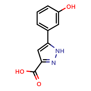 Chemical structure of 5-(3-Hydroxyphenyl)-1H-pyrazole-3-carboxylic acid , CAS 690631-98-2, AChemBlock AD275722