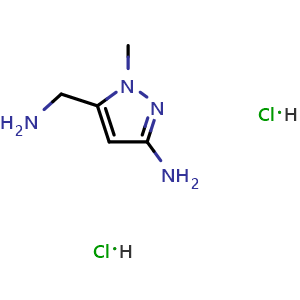 Chemical structure of 5-(Aminomethyl)-1-methyl-1H-pyrazol-3-amine dihydrochloride , AChemBlock AD275729