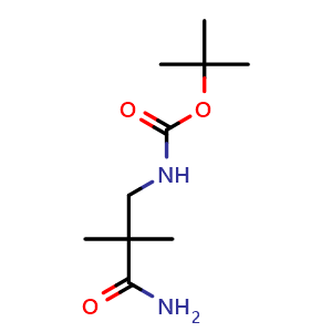 Chemical structure of tert-Butyl (3-amino-2,2-dimethyl-3-oxopropyl)carbamate , CAS 905831-26-7, AChemBlock AD275731