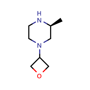 Chemical structure of (S)-3-Methyl-1-(oxetan-3-yl)piperazine , CAS 1893405-51-0, AChemBlock AD275732