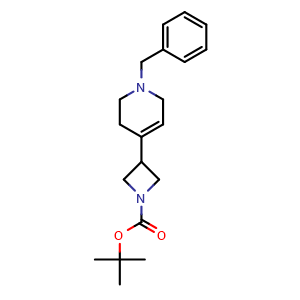 Chemical structure of 2-methylpropan-2-yl 3-(1-benzyl-1,2,3,6-tetrahydropyridin-4-yl)azetidine-1-carboxylate , CAS 1373356-62-7, AChemBlock AD275738