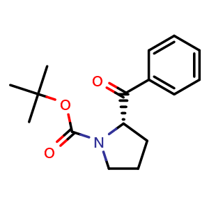 Chemical structure of (S)-tert-Butyl 2-benzoylpyrrolidine-1-carboxylate , CAS 111492-61-6, AChemBlock AD275739
