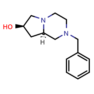 Chemical structure of (7R,8aR)-2-benzyloctahydropyrrolo[1,2-a]pyrazin-7-ol , CAS 2258649-42-0, AChemBlock AD275740