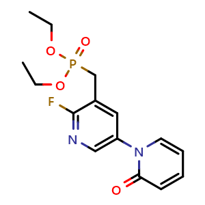 Chemical structure of Diethyl {[2-fluoro-5-(2-oxopyridin-1-yl)pyridin-3-yl]methyl}phosphonate , AChemBlock AD275754