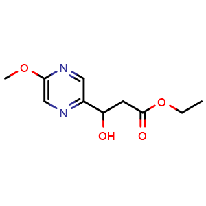 Chemical structure of Ethyl 3-Hydroxy-3-(5-methoxy-2-pyrazinyl)propanoate , AChemBlock AD275767