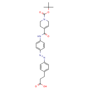 Chemical structure of (E)-3-[4-[[4-(1-Boc-1,2,3,6-tetrahydropyridine-4-carboxamido)phenyl]diazenyl]phenyl]propanoic acid , AChemBlock AD275769
