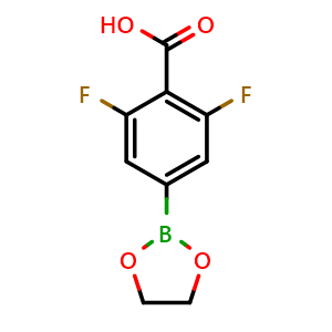 Chemical structure of 4-(1,3,2-Dioxaborolan-2-yl)-2,6-difluorobenzoic acid , AChemBlock AD275776