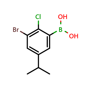 Chemical structure of (3-Bromo-2-chloro-5-isopropylphenyl)boronic acid , AChemBlock AD275778