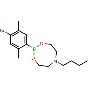 Chemical structure of 2-(4-Bromo-2,5-dimethylphenyl)-6-butyl-1,3,6,2-dioxazaborocane , AChemBlock AD275781