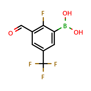 Chemical structure of (2-Fluoro-3-formyl-5-(trifluoromethyl)phenyl)boronic acid , AChemBlock AD275783