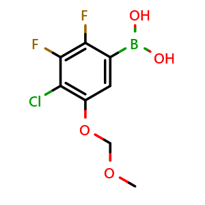 Chemical structure of 4-Chloro-2,3-difluoro-5-(methoxymethoxy)phenylboronic acid , AChemBlock AD275785