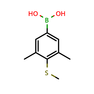 Chemical structure of 3,5-Dimethyl-4-(methylthio)phenylboronic acid , AChemBlock AD275793
