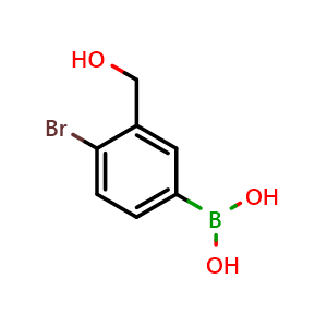 Chemical structure of 4-Bromo-3-(hydroxymethyl)phenylboronic acid , CAS 2817698-74-9, AChemBlock AD275794