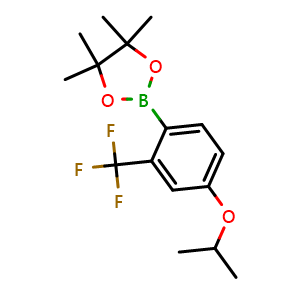 Chemical structure of 2-(4-Isopropoxy-2-(trifluoromethyl)phenyl)-4,4,5,5-tetramethyl-1,3,2-dioxaborolane , AChemBlock AD275795