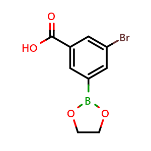 Chemical structure of 3-Bromo-5-(1,3,2-dioxaborolan-2-yl)benzoic acid , AChemBlock AD275800