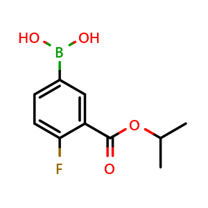 Chemical structure of 4-Fluoro-3-(isopropoxycarbonyl)phenylboronic acid , AChemBlock AD275804