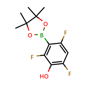 Chemical structure of 2,4,6-Trifluoro-3-(4,4,5,5-tetramethyl-1,3,2-dioxaborolan-2-yl)phenol , AChemBlock AD275805