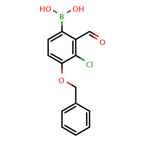 Chemical structure of (4-(Benzyloxy)-3-chloro-2-formylphenyl)boronic acid , AChemBlock AD275810