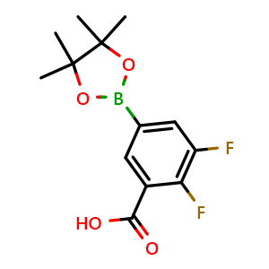 Chemical structure of 2,3-Difluoro-5-(4,4,5,5-tetramethyl-1,3,2-dioxaborolan-2-yl)benzoic acid , AChemBlock AD275812