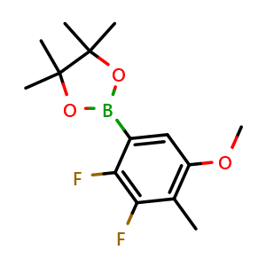 Chemical structure of 2-(2,3-Difluoro-5-methoxy-4-methylphenyl)-4,4,5,5-tetramethyl-1,3,2-dioxaborolane , AChemBlock AD275816