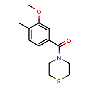 Chemical structure of (3-Methoxy-4-methylphenyl)(thiomorpholino)methanone , CAS 2635937-48-1, AChemBlock AD275818