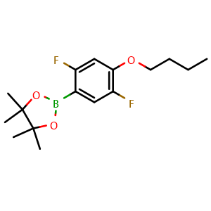 Chemical structure of 2-(4-Butoxy-2,5-difluorophenyl)-4,4,5,5-tetramethyl-1,3,2-dioxaborolane , AChemBlock AD275819