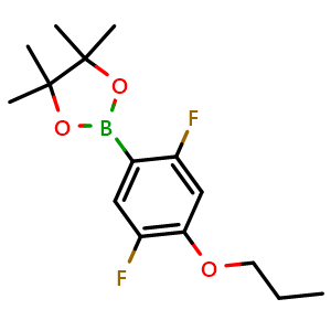 Chemical structure of 2-(2,5-Difluoro-4-propoxyphenyl)-4,4,5,5-tetramethyl-1,3,2-dioxaborolane , AChemBlock AD275820