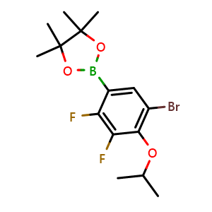 Chemical structure of 2-(5-Bromo-2,3-difluoro-4-isopropoxyphenyl)-4,4,5,5-tetramethyl-1,3,2-dioxaborolane , AChemBlock AD275823