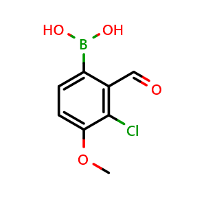 Chemical structure of (3-Chloro-2-formyl-4-methoxyphenyl)boronic acid , AChemBlock AD275825