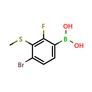 Chemical structure of (4-Bromo-2-fluoro-3-(methylthio)phenyl)boronic acid , AChemBlock AD275827