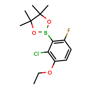 Chemical structure of 2-(2-Chloro-3-ethoxy-6-fluorophenyl)-4,4,5,5-tetramethyl-1,3,2-dioxaborolane , AChemBlock AD275835