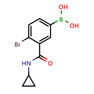 Chemical structure of (4-Bromo-3-(cyclopropylcarbamoyl)phenyl)boronic acid , AChemBlock AD275838