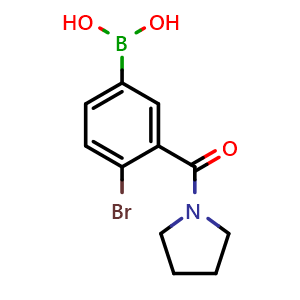 Chemical structure of (4-Bromo-3-(pyrrolidine-1-carbonyl)phenyl)boronic acid , AChemBlock AD275841