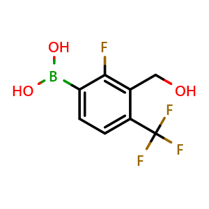 Chemical structure of (2-Fluoro-3-(hydroxymethyl)-4-(trifluoromethyl)phenyl)boronic acid , AChemBlock AD275853