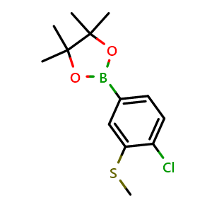 Chemical structure of 2-(4-Chloro-3-(methylthio)phenyl)-4,4,5,5-tetramethyl-1,3,2-dioxaborolane , AChemBlock AD275856