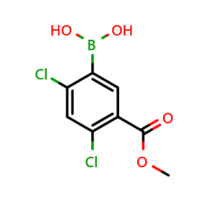 Chemical structure of (2,4-Dichloro-5-(methoxycarbonyl)phenyl)boronic acid , AChemBlock AD275857