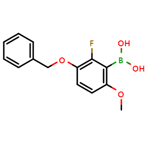 Chemical structure of (3-(Benzyloxy)-2-fluoro-6-methoxyphenyl)boronic acid , AChemBlock AD275860