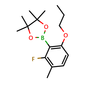 Chemical structure of 2-(2-Fluoro-3-methyl-6-propoxyphenyl)-4,4,5,5-tetramethyl-1,3,2-dioxaborolane , AChemBlock AD275863