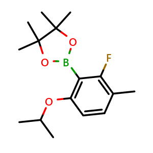 Chemical structure of 2-(2-Fluoro-6-isopropoxy-3-methylphenyl)-4,4,5,5-tetramethyl-1,3,2-dioxaborolane , AChemBlock AD275865