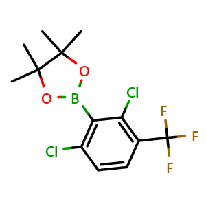 Chemical structure of 2-(2,6-Dichloro-3-(trifluoromethyl)phenyl)-4,4,5,5-tetramethyl-1,3,2-dioxaborolane , AChemBlock AD275869