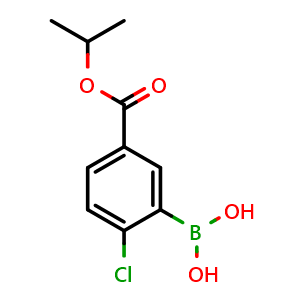 Chemical structure of (2-Chloro-5-(isopropoxycarbonyl)phenyl)boronic acid , AChemBlock AD275871